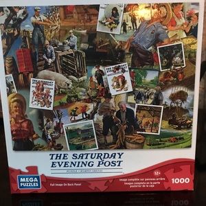 NIB Mega Puzzles 1000 pieces featuring Saturday Evening Post cover shots